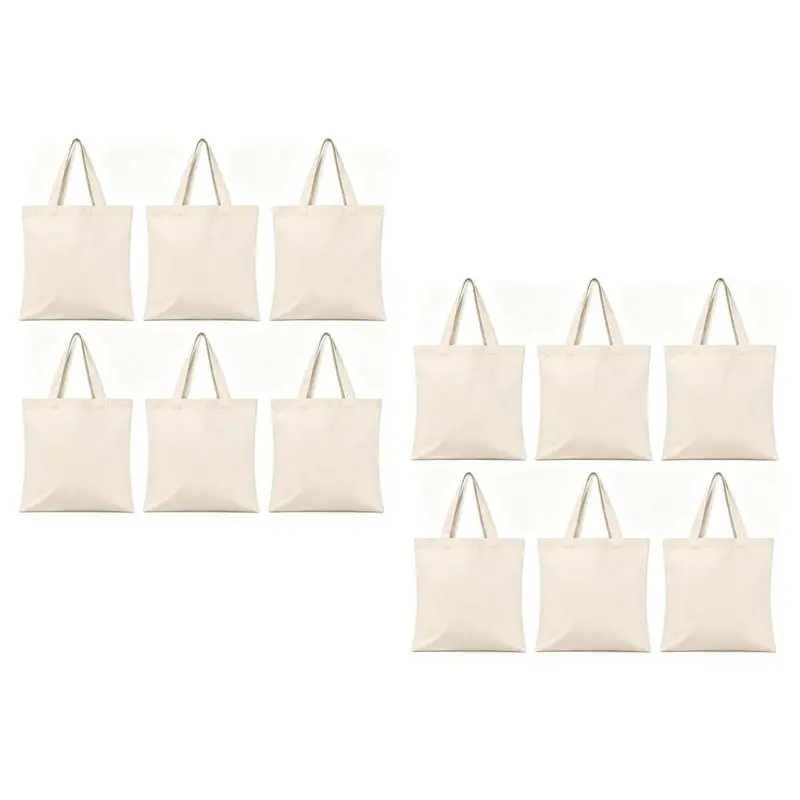 TEXU Machine Washable Heavy Duty Canvas Tote Bags, 12 Pack Large Reusable Shopping Bags, For Women-Grocery Tote Option