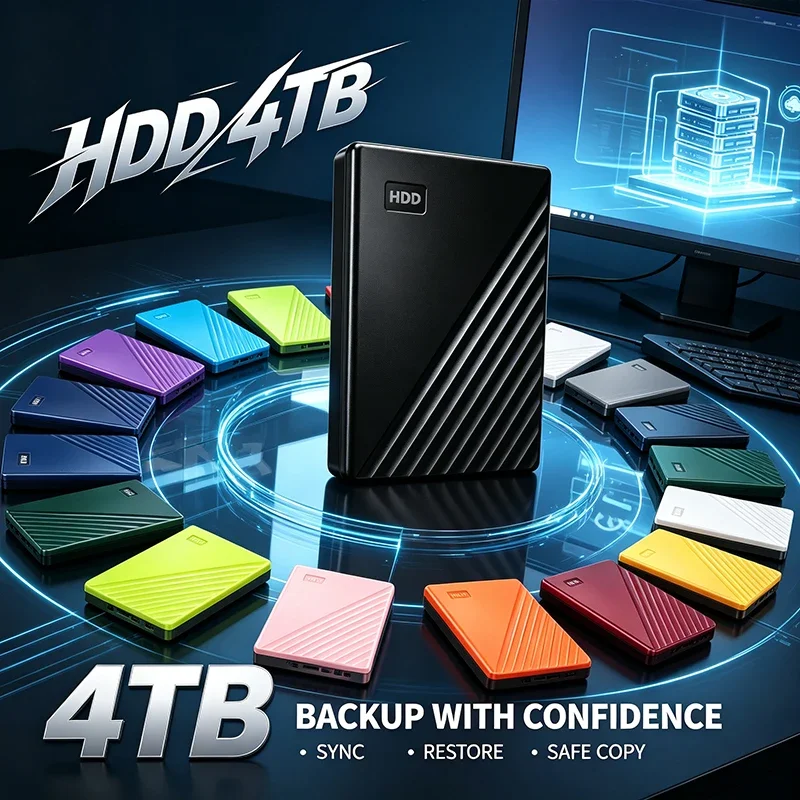 13 Colors Portable External Hard Disk 500GB-4TB Large Capacity Fast Transfer Creator Video Backup Storage HDD for PC Laptop