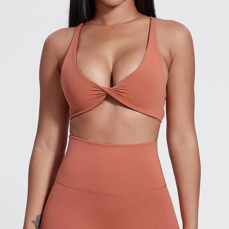 SHINBENE Summer with Chest Pad Outside To Wear Inside with Slim Back Sexy Cross Back Sports Underwear Fitness Halter Vest Women image 3