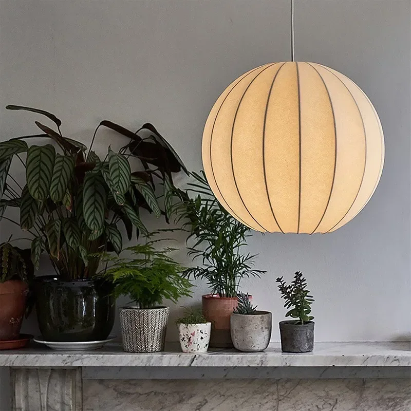 Wabi Sabi Pendant Lamp Silk Pendant Lamp For Bedroom Living Room Restaurant Decor LED Silk Cocoon Pendant Light lampras