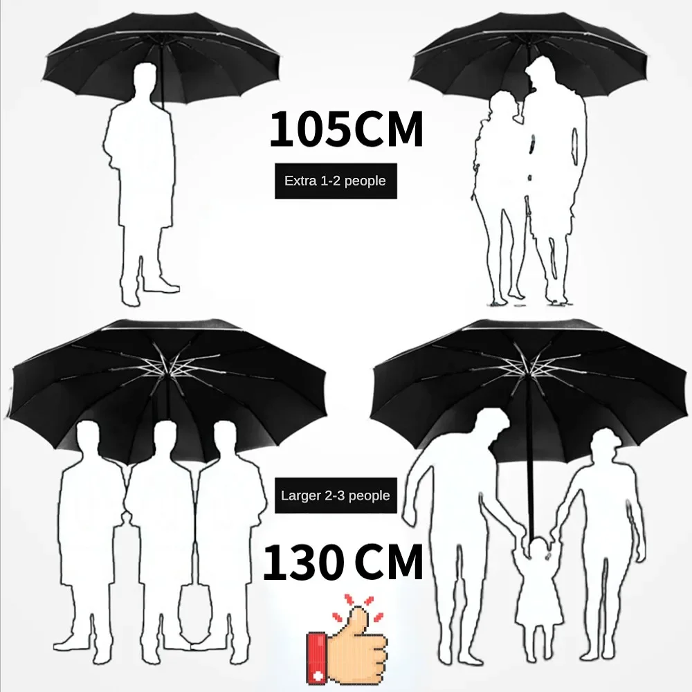 Large Automatic Folding Umbrella for Men, Waterproof, Windproof, Strong Shade, Anti UV Big Travel Sunny and Rainy Umbrellas