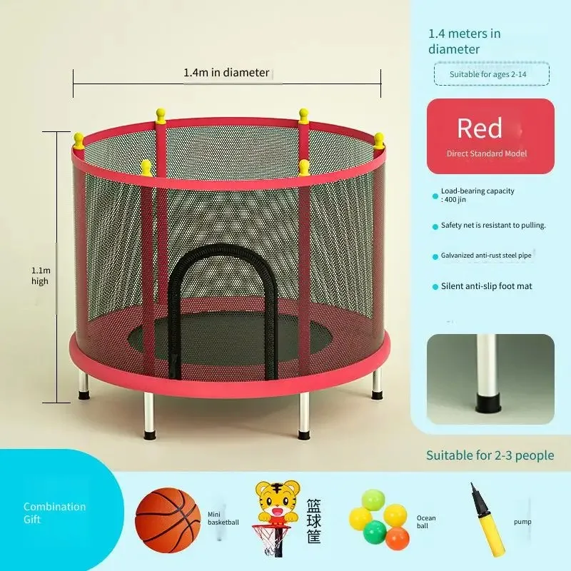 Indoor Parent-Child Trampoline for Kids Ages 3-10, Small Household Jumping Bed Toy with Safety Net,Children in Family Indoor Use