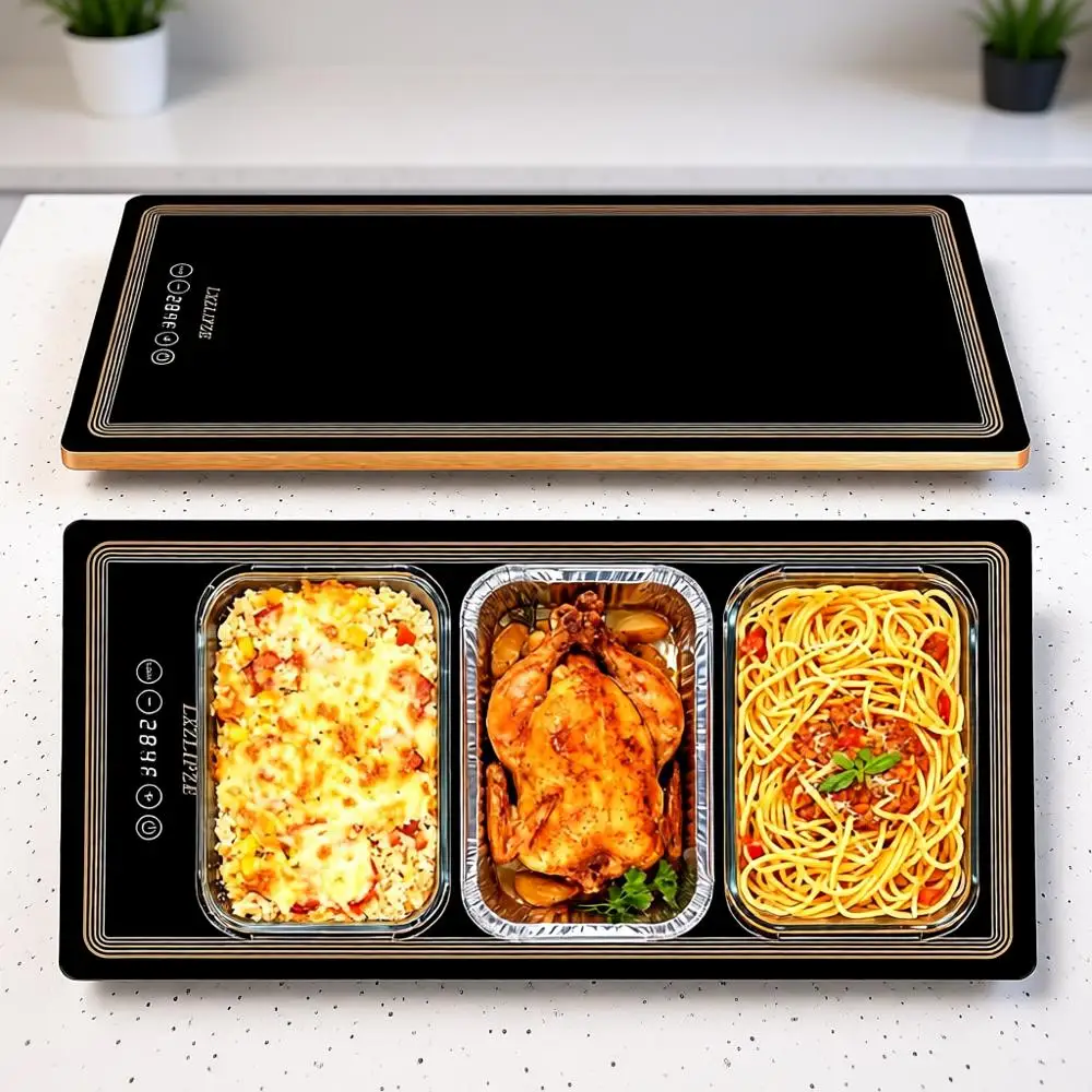 

Электрический подогреватель для еды, 24x12 дюймов, 12 температурных режимов, встроенный нагрев и полное нагревание поверхности, для вечеринок и встреч