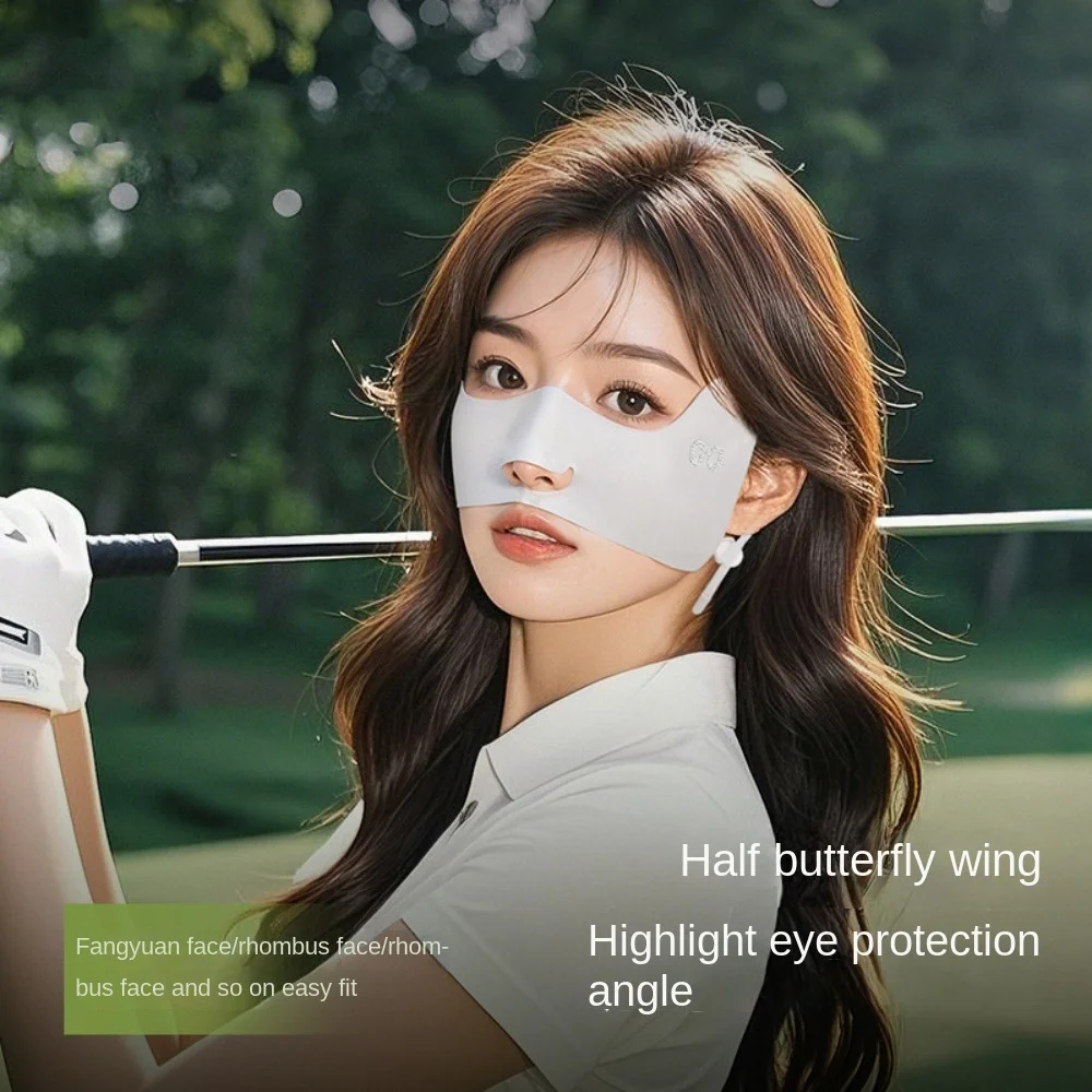 

Thin Sunscreen Face Scarf Ice Silk Sunscreen Mask Nylon Thin Summer Face Cover Eye Protection Solid Color Face Gini Mask Golf