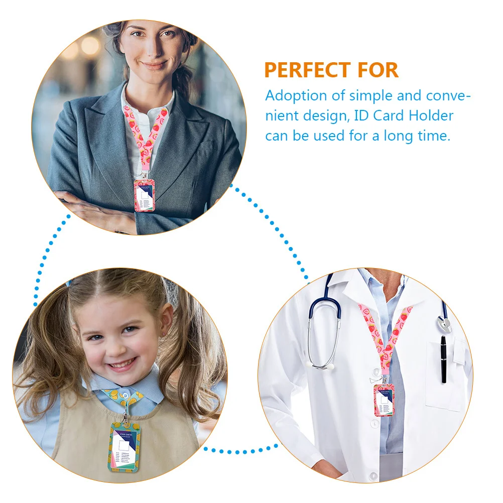 

2Pcs Id Card Holder with Lanyard Cute Fruit Pattern Badge Holder for Work School Student Teacher Name Tag Protector Portable