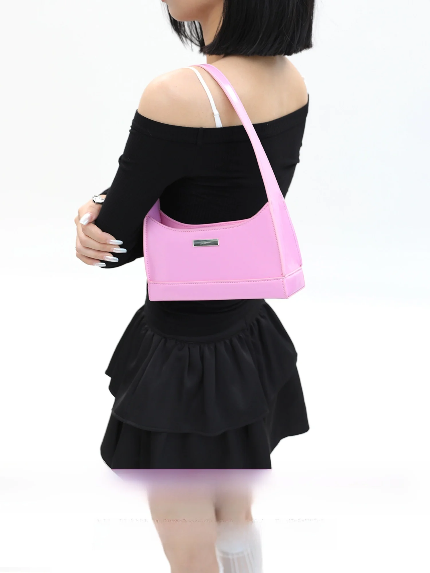 

Limited Edition Pink Original JANDRESS Breadstick Small Square Bag Underarm Single Shoulder Bag Fashion Trend PU Leather