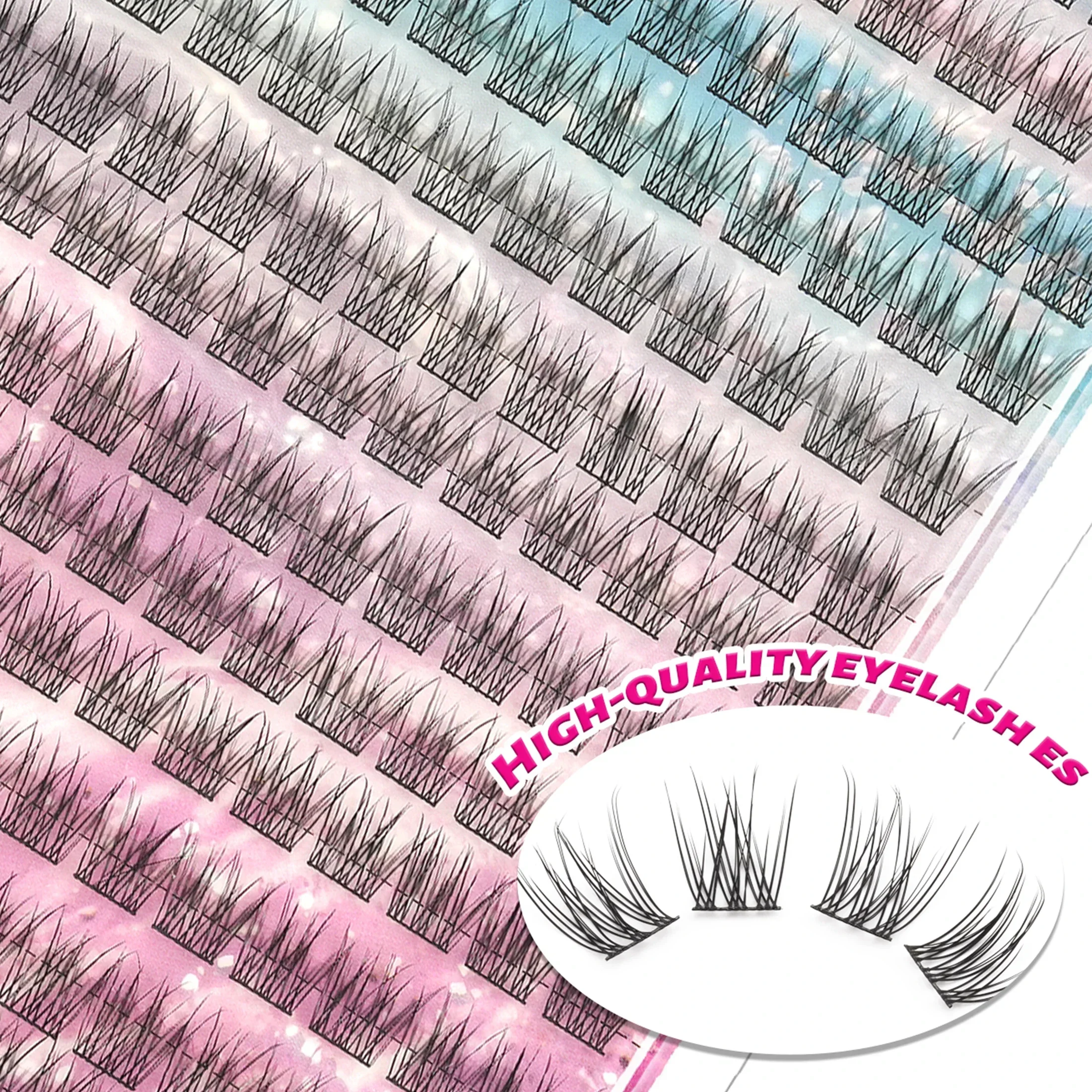 Fish Tail Cluster Lashes Individual Segment Eyelashes Wispy D Curl DIY False Eyelashes Natural Volume Look For Beginners