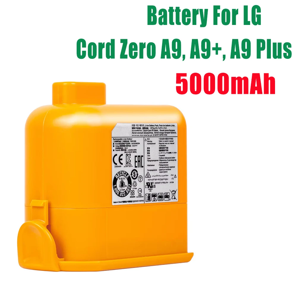 

5000mAh Large Capacity Dust Collector Battery For LG A9,EAC63758601 EAC63382204 EAC63382201 EAC63382202 EAC63382205 EAC63382208