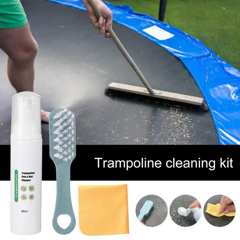 Trampoline Cleaning Foam Kit Three-Piece Trampoline Cleaning Foam Brush Set Gentle Cleaning Tool For Removing Dirt Grass And