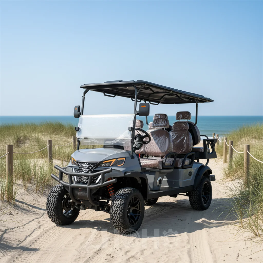 

High-end 4-wheel Golf Hunting Vehicle 6-seater 4x4 Electric Golf Cart with Solar Panels