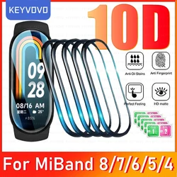 Verre de film 10d pour xiaomi mi-bande 8 7 6 5 4 4. Protecteur d'écran Miband Smart Watch Band Couvercle de protection complète Bracelet de sangle en verre trempé HD