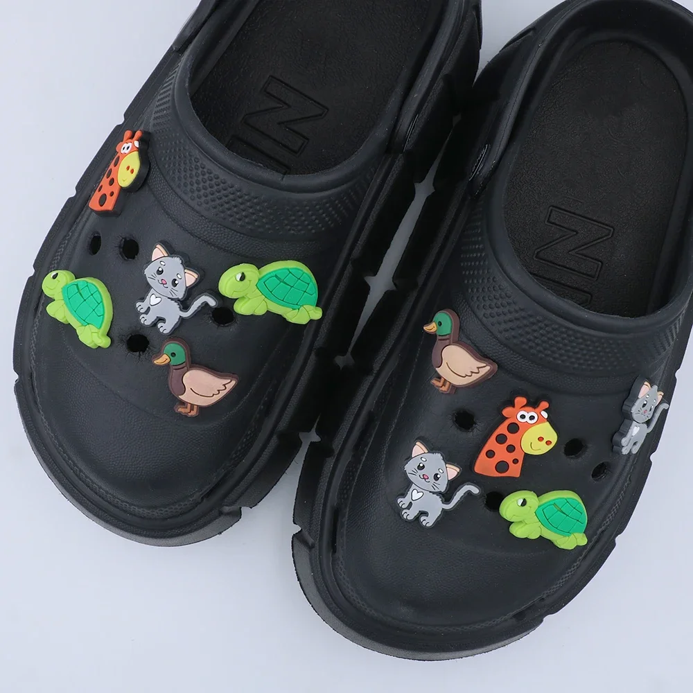 Shoe Decoration Charms Pvc Cute Cartoon Tortoise Duck Cat Shoe Accessories Buckles Small Animal Children New Year Gift 1 Piece