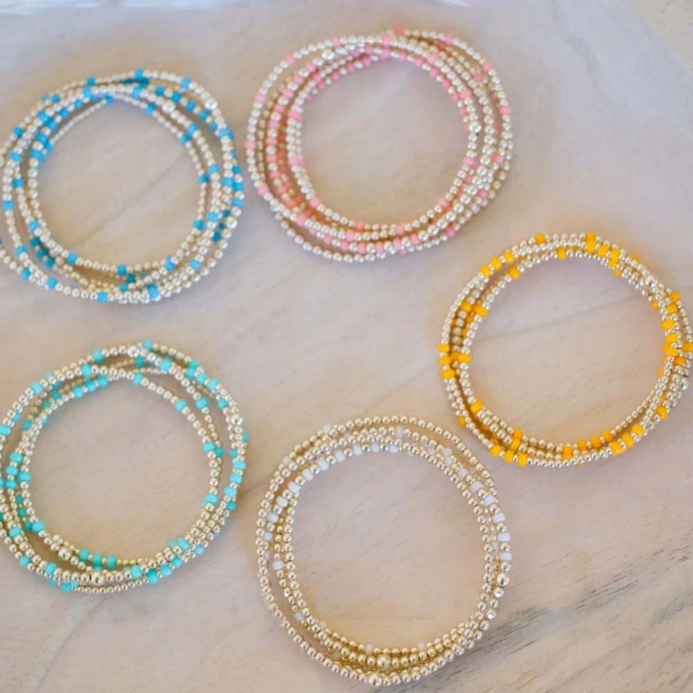 Vlen Perlenarmband für Frauen, Geschenk, mehrfarbige Glasperlen, Schmuck, 18 Karat vergoldet, Pulseras, Boho-Sommer-Stapelarmbänder – Detail 7