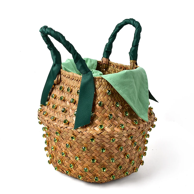 Torebki perłowe damskie duży kosz ze słomy Tote torba Messenger Crossbody dla kobiet torby i torebki czeski kobiet torba