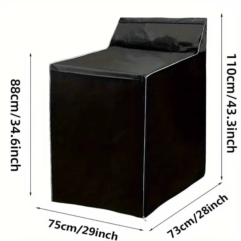 1pc Polyester Washing Machine Cover, Modern Black Washer And Dryer Cover For The Top