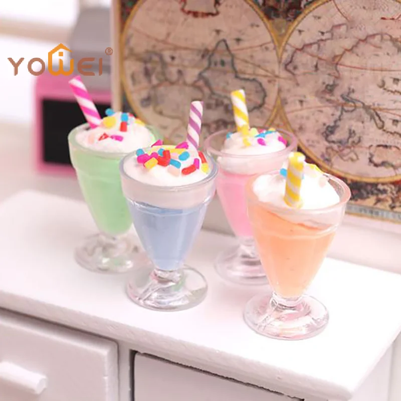 Latest 1Pc 1:12 Dollhouse Miniature Ice Cream Cups Doll House Kitchen Food Accessories