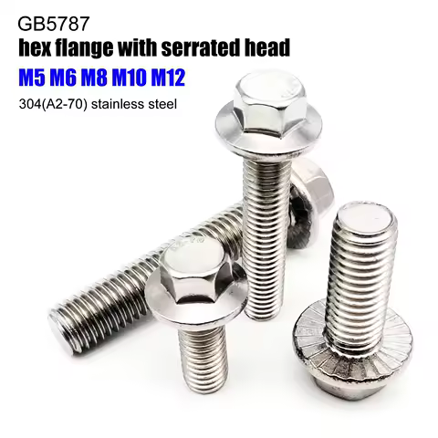 1/10pcs M5 M6 M8 M10 M12 A2-70 304 Stainless Steel GB5787 Hexagon Head with Serrated Flange Cap Screw Hex Washer Head Bolt