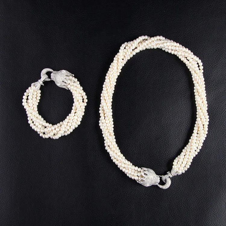 New 6-7mm Genuine White South Sea Pearl Necklace 17inch bracelet 8inchAAA Crystal Clasp