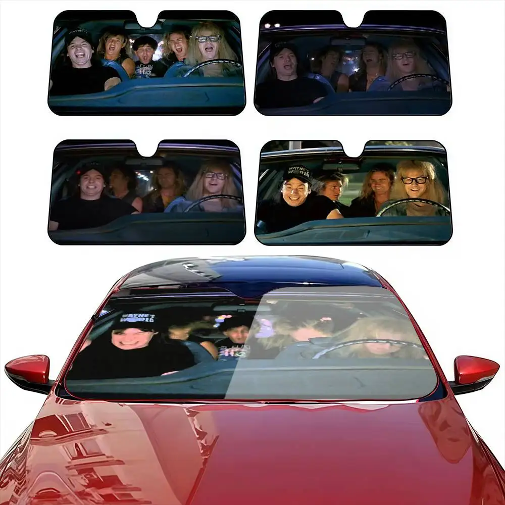Movie W-Wayne's World drive Car Sunshade Curtains Windscreen Cover Shade Car SunShade UV Rays Car Sun Visor Protector