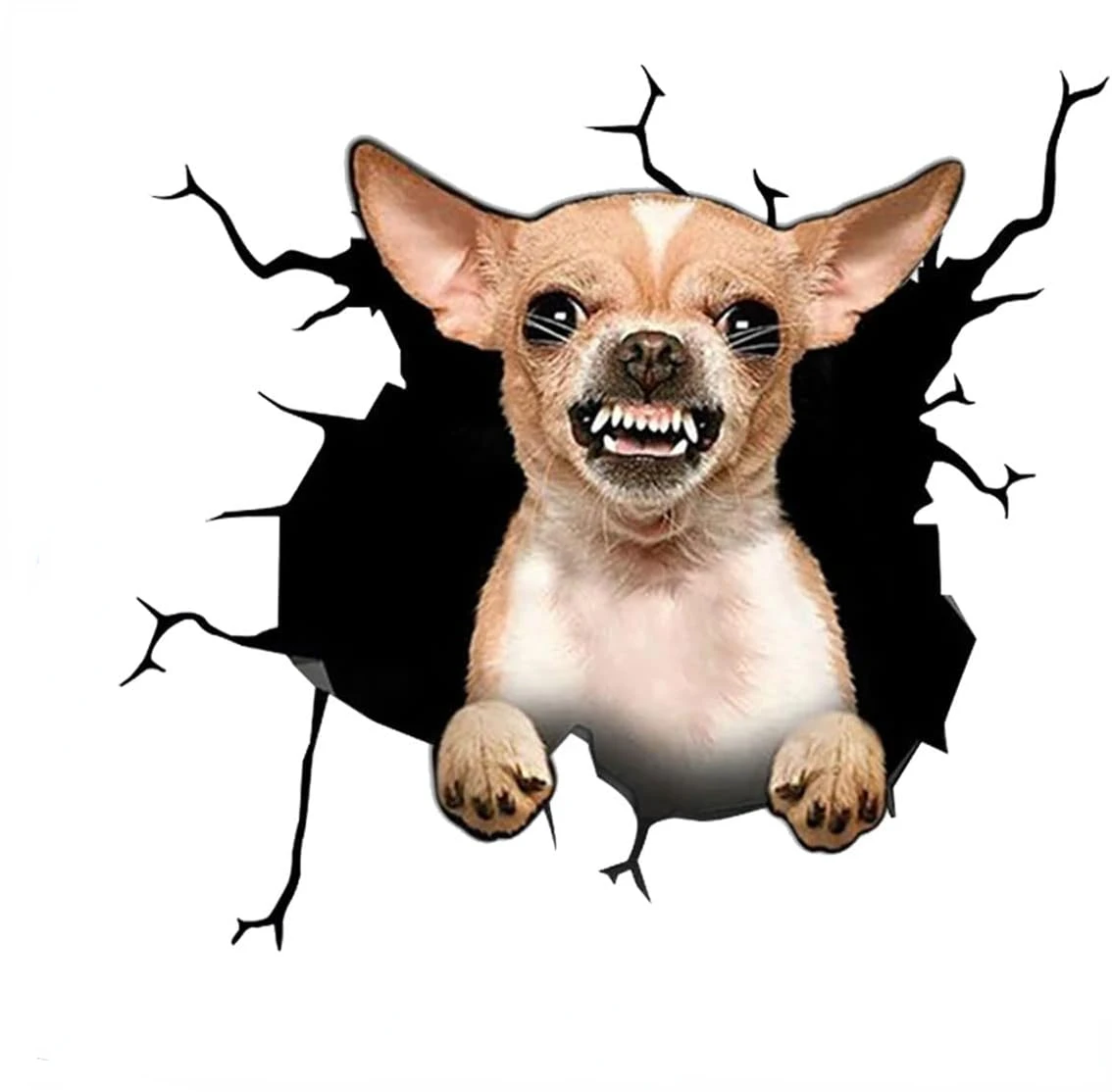 Classic Design Chihuahua Car Cracking Sticker 3D Vinyl Occlusion Scratch Waterproof Dog Auto Decals,for Wall Laptop Car Window