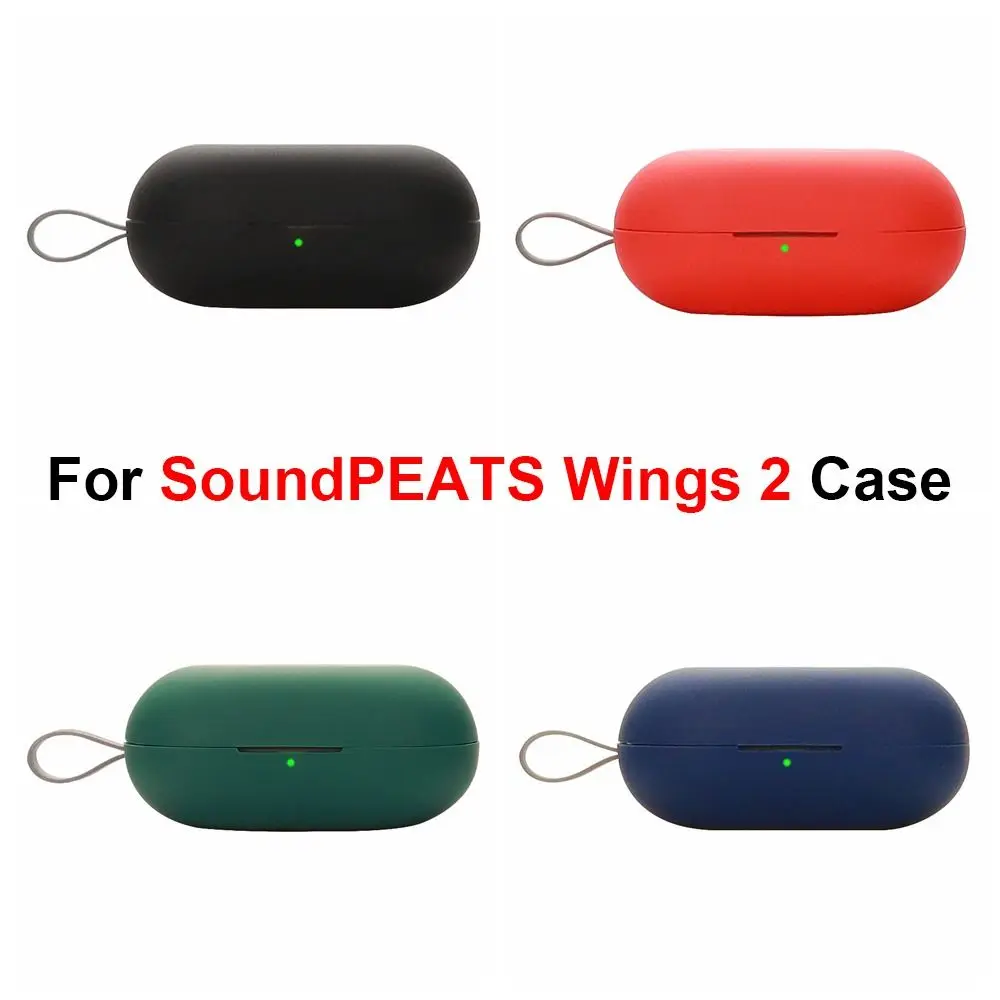 Silicone Bluetooth Earphone Case Dustproof Anti-drop Wireless Earbuds Cover Anti Scratch Soild Color for SoundPEATS Wings 2