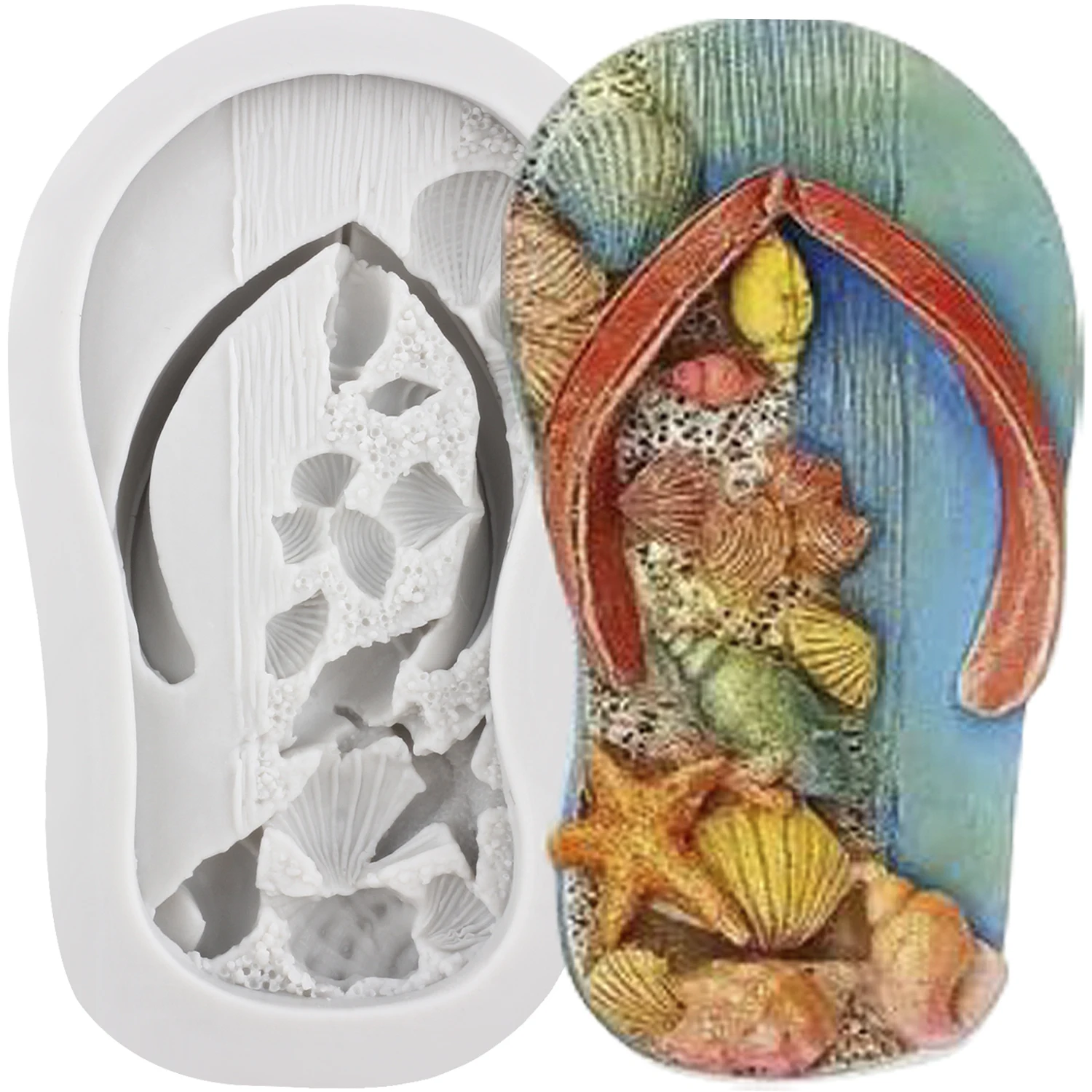Beach Sandals Silicone Molds Summer Beach Fondant Cake Decorating Tools Cupcake Topper Chocolate Craft Gum Paste Polymer Clay