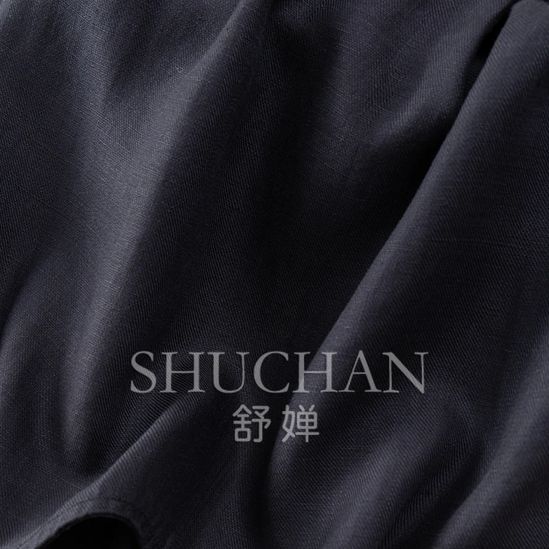 Simple and easy to wear method High quality lyocell linen loose round neck seven-quarter sleeve shirt new women's 45C1