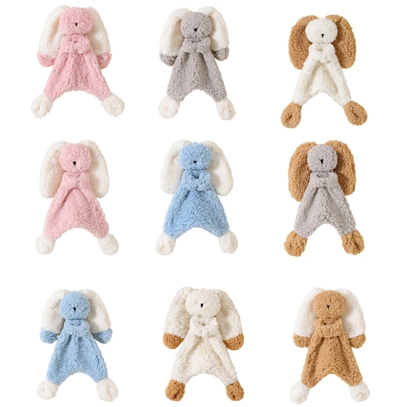 Infant Safe Chewable Lamb Fleece Snuggle Blanket Two Color Toy Baby Soother Towel Comfortable Toy for Soothing & Play A2UB