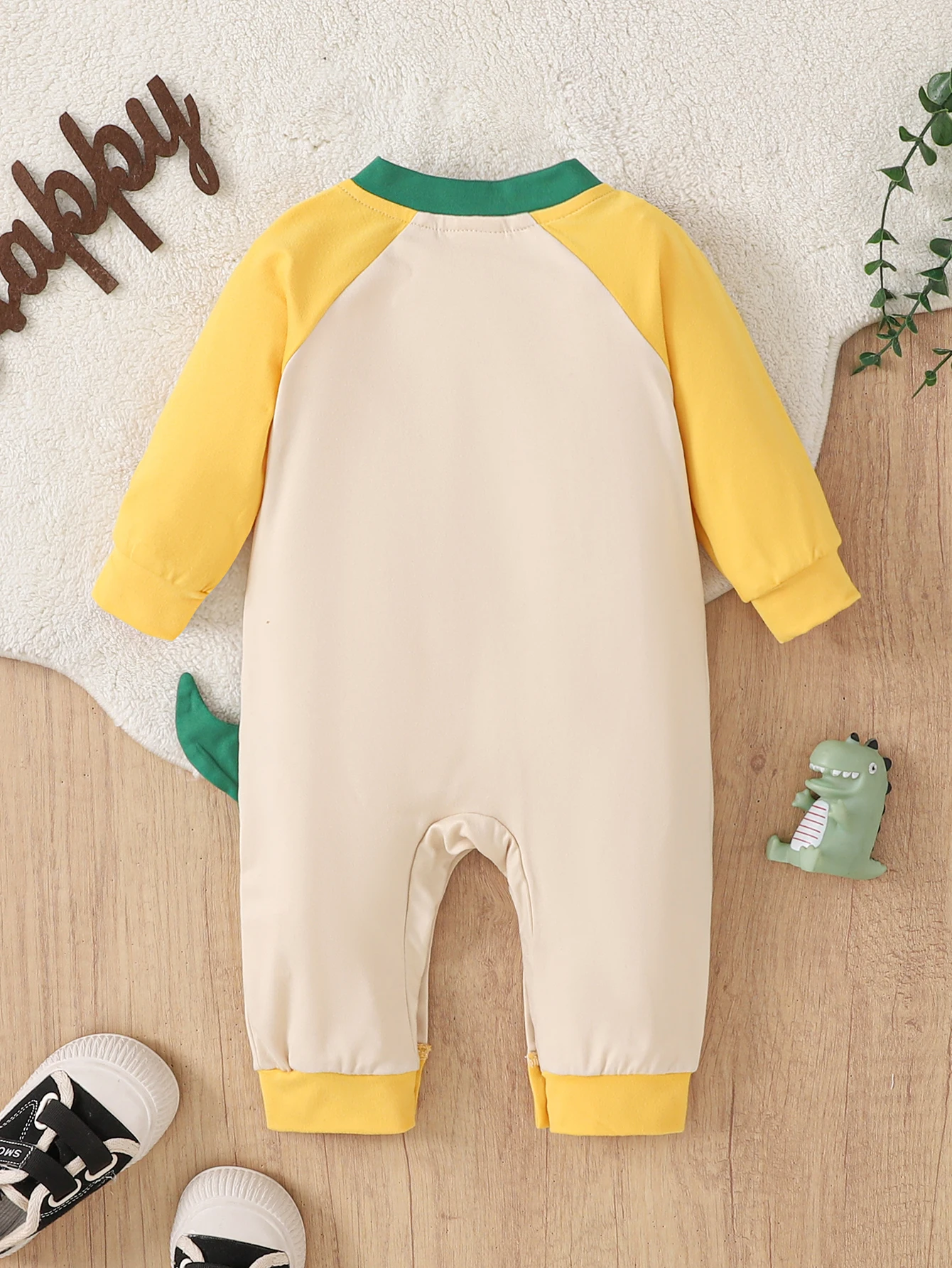 0-18 Months Baby Boy Jumpsuit Color Blocked Horror Printed Long Sleeved Jumpsuit Baby Boy Spring and Autumn Crawling Suit
