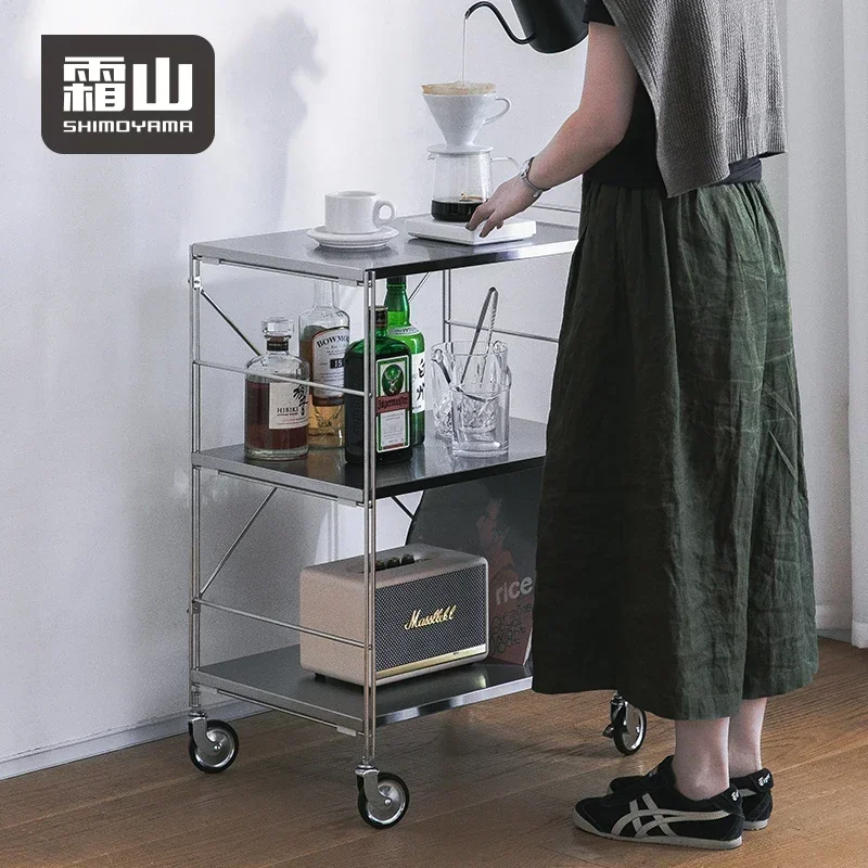 Stainless Steel Storage Carts for Kitchen 3 Tier Heavy Duty Trolley Cart with Wheels Metal Utility Rolling Cart