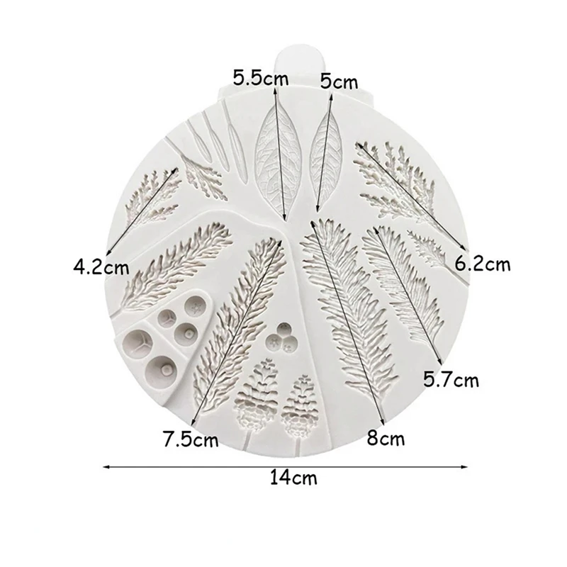 Silicone Sugarcraft Mold Leaf Foliage Christmas Tree Pineal Cone Resin Tools Cupcake Fondant Cake Lace Decorating Tools Baking