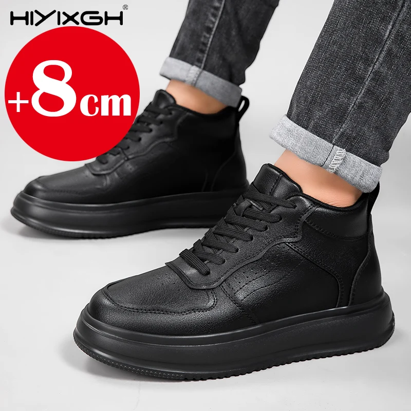 

2025 Casual Genuine Leather New Height Increasing Shoes for Men 8cm Invisible Elevator Sneakers Sport Zapatillas De Hombre
