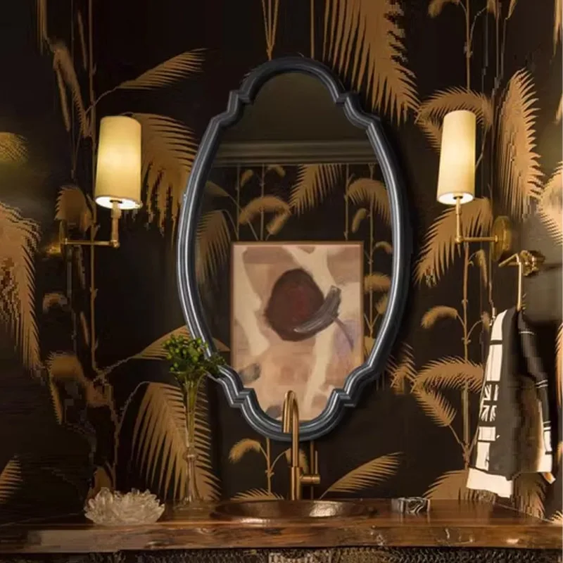 Girls Dressing Table Mirror Luxury Funky Oval Big Barber Wooden Makeup Mirror Bedroom Vanity Spiegels Living Room Decorations