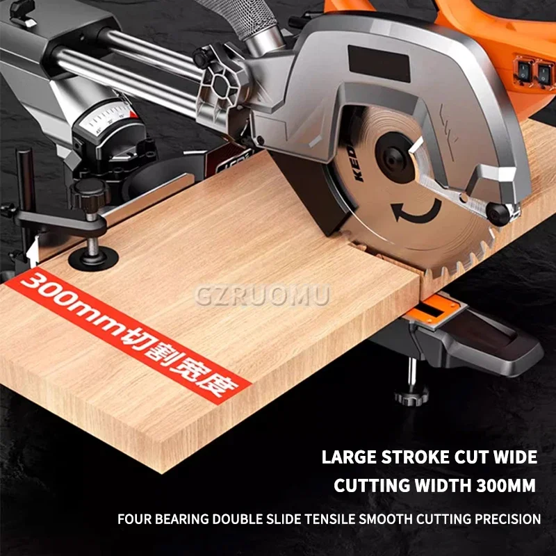 10inch Cutting Saw Pull Rod Miter Saw High Precision Miter Saw Push-pull Household Saw Woodworking Pull Rod Saw Aluminum Machine