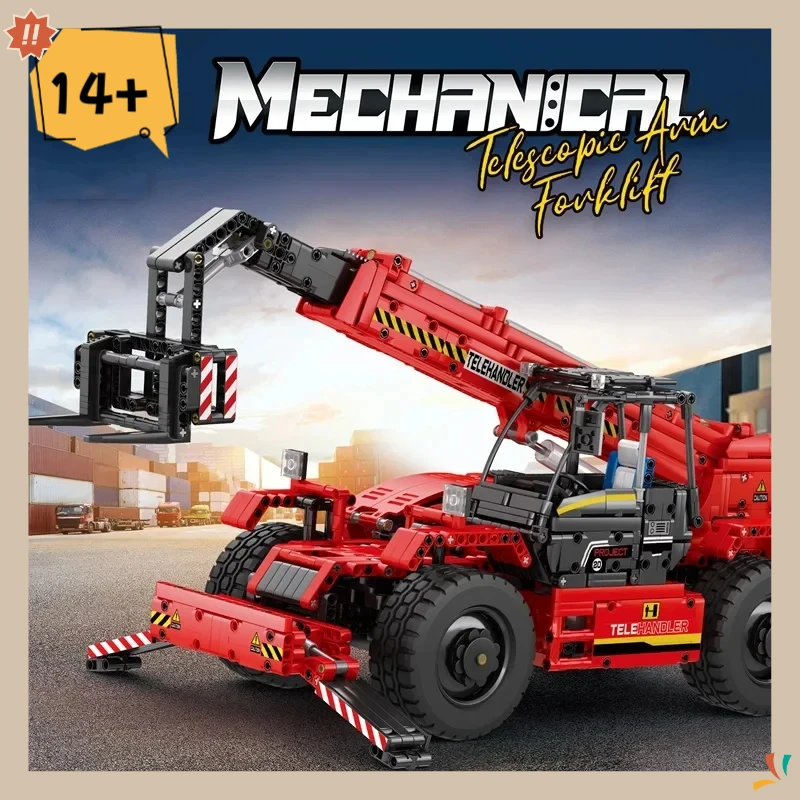 2096PCS Telescopic Forklift Building Blocks City Engineering Vehicle Remote Control Car Model Bricks Kids DIY Toy Birthday Gifts