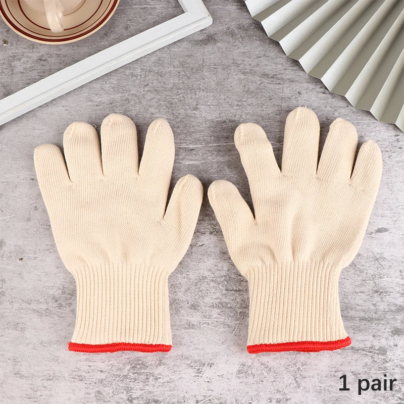 

1Pair Thicken Double 200-800 Celsius Heat Resistant Anti Burn Gloves Kitchen Oven Gloves Knitting Heat Insulation Gloves