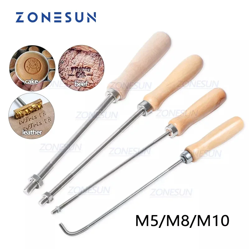 ZONESUN Branding Iron Stamp Handle For Custom Metal Logo Stamp Food Cake Cookie Leather Wood Burning Mold Stamping Tool