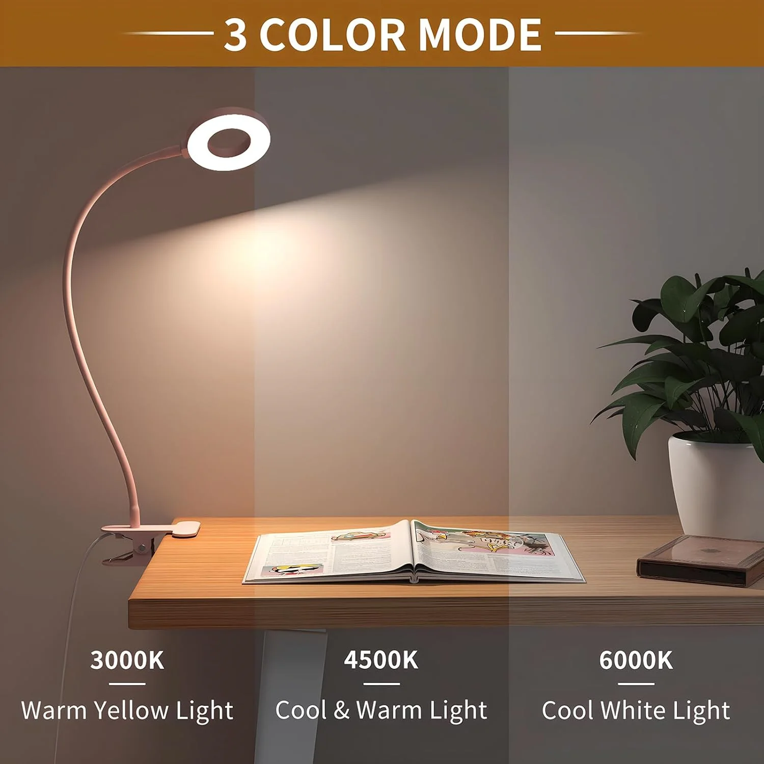 مصابيح مكتبية بيضاء وردية سوداء LED ضوء كتاب USB ضوء القراءة ضوء النهار المحمولة مرنة سهلة كليب مصباح القراءة الليلية