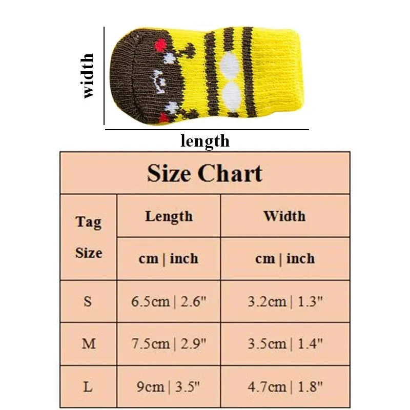 4pcs/set Dog Socks Cute Pattern Foot Covers Warm Anti Slip Shoes Puppy Paw Protector Christmas Gift for Puppy Cat Dogs view 2
