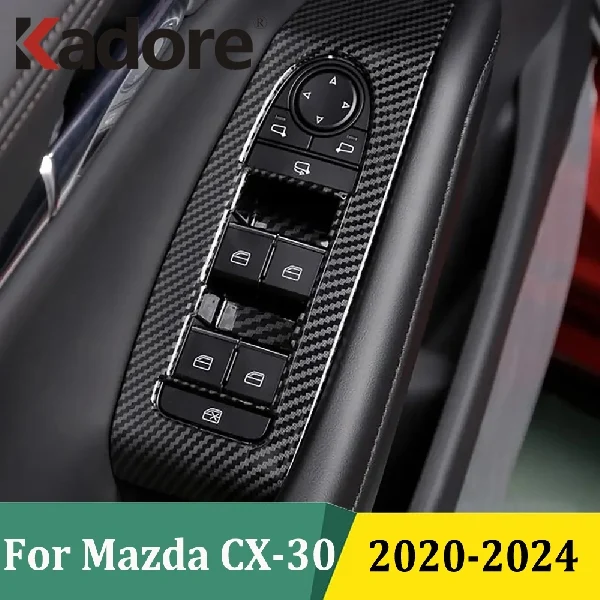 لمازدا CX-30 CX30 2020 2021 2022 2023 2024 نافذة رفع التبديل غطاء لوحة الباب مسند الذراع ملصق الكسوة الداخلية اكسسوارات السيارات #1