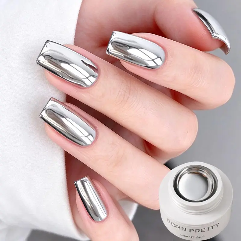 BORN PRETTY 5ml 3D Metal Painting Gel Polish Silver Super Bright Metallic Effect Drawing Stripe Manicure UV Gel Varnish
