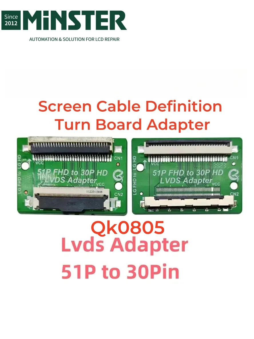 

Плата адаптера конвертера Lvds от 2K FHD 51pin к LG HD 30-контактному разъему для ремонта панели ЖК-экрана телевизора QK0805A QK0805B