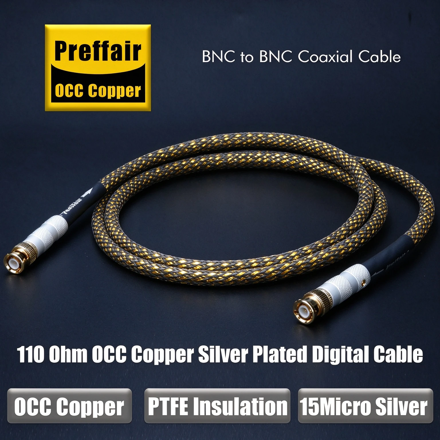 Hifi Audio 110ohm Coaxial XLR Digital Audio RCA Cable BNC Cable RCA to RCA XLR to XLR OCC Silver Plated Subwoofer Audio Cable