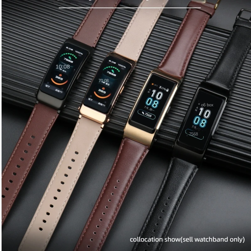 16mm 18mm For HUAWEI B7 B6 Bracelet Cowhide Leather strap b6/b5 Quick release smartwatch bracelet Replacement Brown wristband