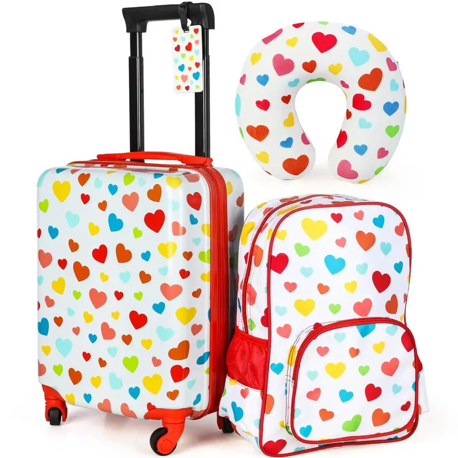 

Luggage Set 3 Piece, 18 Kids Carry On Luggage With Wheels For Girls, Kid Suitcase For Girls Boys, Toddler Suitcase Travel Luggag