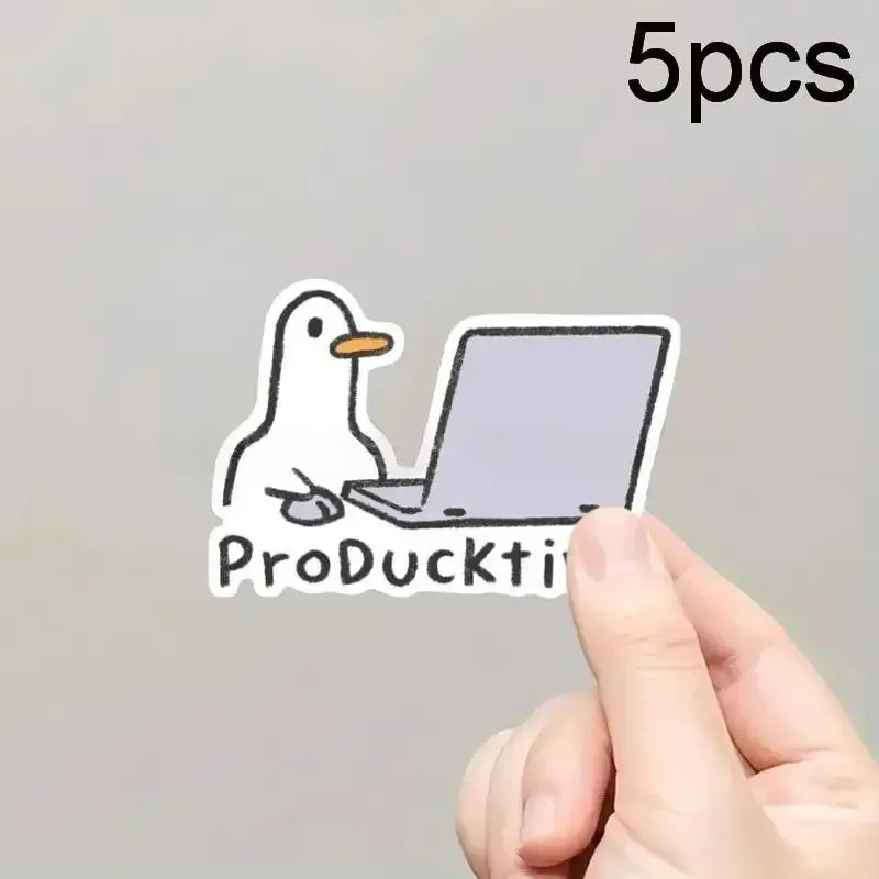 5Pcs Removable Laptop Waterproof Decals Cute Goose Laptop Stickers Notebook Computer DIY Decoration Gift For Adults