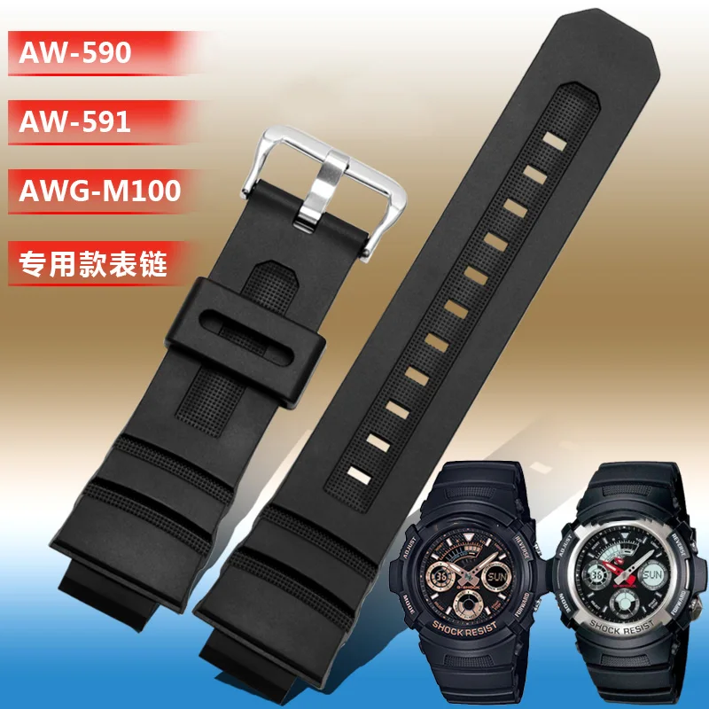 

Silicone Rubber strap For Casio G-SHOCK AW-591/590/5230/282B AWG-M100/M101/G-7700 Series Waterproof Watchband Men's Accessories