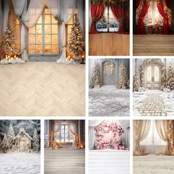 Mehofond Photography Background Winter Christmas Windows Forest Snow Xmas Tree Kids Family Portrait Decor Backdrop Photo Studio