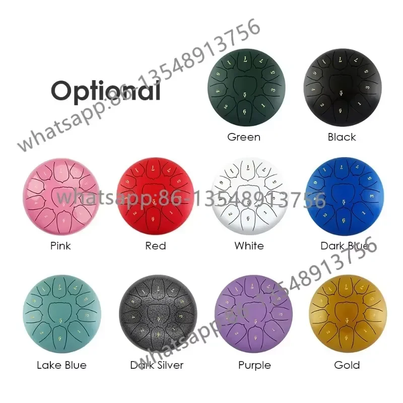 6 Inch Steel Tongue Drum 11 Notes Handpan with Mallets Finger Picks Percussion Instrument for Meditation Yoga Practice 10