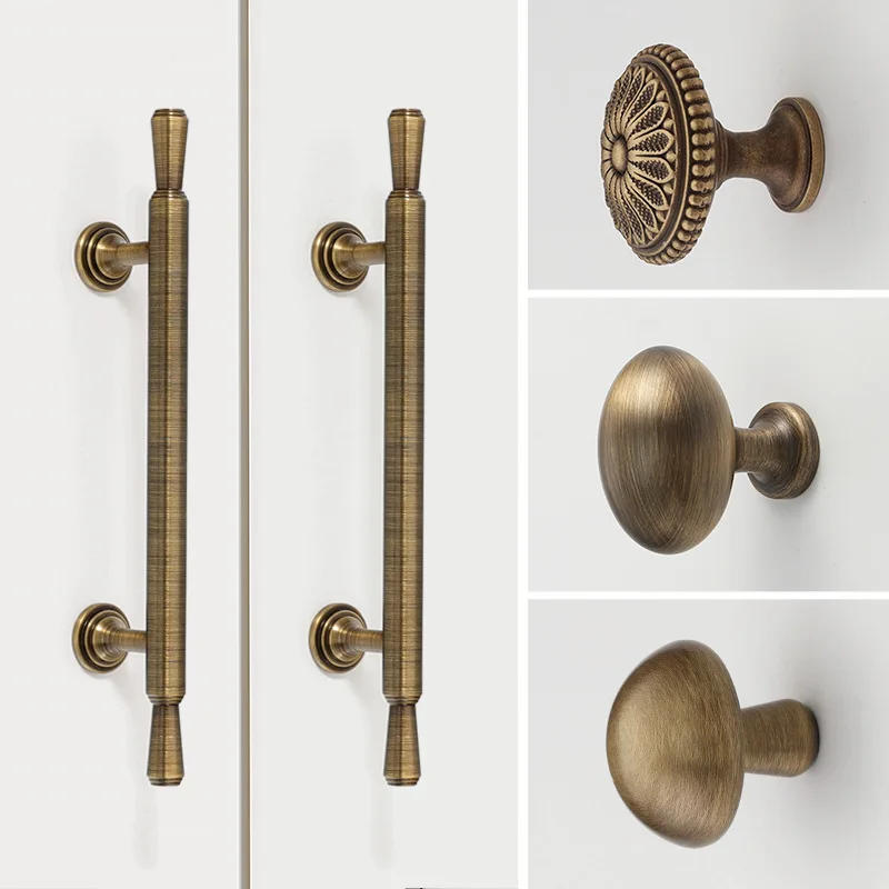 Brushed Antique Brass Handles for Kitchen Cabinets Wardrobes Drawers Furniture Cabinets Long Handle T-bar Pulls